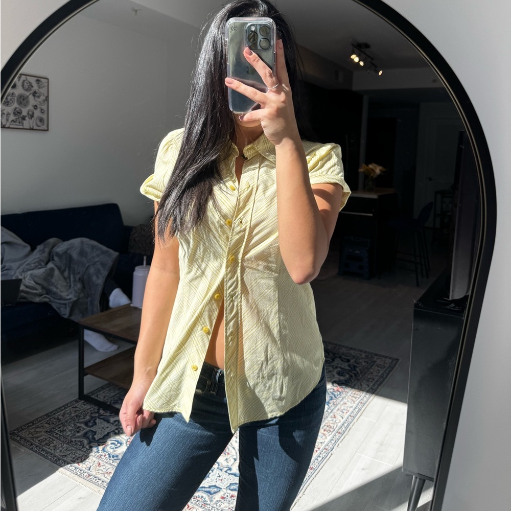 Yellow Button-Up Blouse